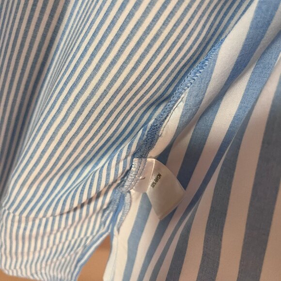 JANE + DELANCEY Light blue white striped soft short sleeve buttoned blouse Sz L - Picture 5 of 7